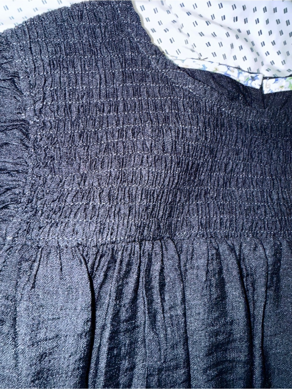 Umgee Black Smocked Ruffle Sleeve Mini Dress Size M - Picture 6 of 7